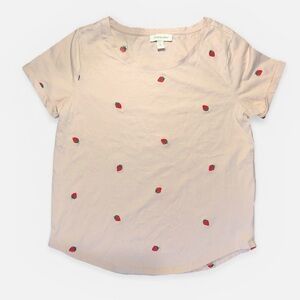 Women’s Vintage America Medium Light Pink Embroidered Strawberry Top